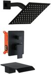 JOYWELL Shower Faucet Set Matte Black Bathtub Shower System with 8 inch Shower Head and Tub Shower Faucet Combo,Included Rough-in Valve and Shower Trim kit