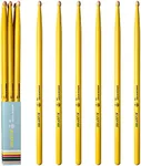 6 sticks/3 pairs yellow color 5A Drumstick,Classic 5A Drum Sticks,Hickory Drumsticks with Acorn Tips,for Acoustic or Electronic Drum,Bluefire Drumstick,Weight Matched.School Season Gift.