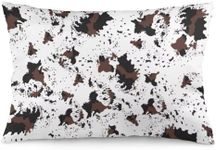 Cow Print Throw Pillow Cover Queen Size Western Cow White Brown Cowhide Printed Lumbar Pillow Case Decorative Pillowcase Soft Standard Pillow Case with Zipper Cushion Covers for Bed,Sofa,Couch,20"x30"