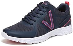 Vionic Brisk Miles II Women's Trainers Lace Up Supportive Walking Shoes for Heel Pain, Plantar Fasciitis with Orthotic Insole Arch Support Medium Fit Navy/Pink UK 6