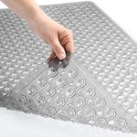 Gorilla Grip Patented Bath Mat for Bathtub and Shower, 89x41cm, Machine Washable Mats with Drain Holes and Suction Cups to Keep Tub Floor Clean, Soft on Feet, Quick Dry, Bathroom Accessories Gray