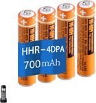 HHR-4DPA/4B AAA NI-MH Rechargeable Battery for Panasonic 700mAh 1.2V AAA Battery for DECT Cordless Phones, 4 Pack