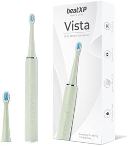 beatXP Vista Sonic Electric Toothbrush for Adults with 2 Brush Heads & 5 Cleaning Modes | Rechargeable Electric Toothbrush | 30000 strokes/min with Long Battery Life (Green)