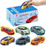 H1vojoxo 40PCS Valentine's Day Boxes for Kids and Mailbox for Classroom Exchange, Valentines Racing Cars Cards for Boys Girls, Valentines Gift Cards for Party Favor (1 Mailbox and 39 Greeting Cards)