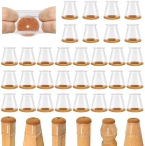 32 Pcs Chair Leg Floor Protectors for Hardwood Floors Silicone Covers to Protect Wood Tile Floors Scratches Felt Pads Furniture Leg Caps No Noise (Fit:13-22.9mm)