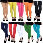 ZAKOD Latest Fashion Cotton Leggings for Women,Free Size Leggings(Pack of 10) (Free Size, Multicolor)