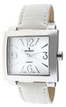 Peugeot Women's Leather Easy Read Big Face Watch, White, L