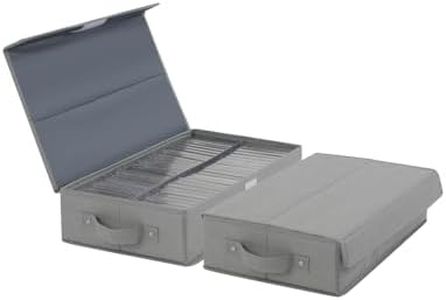 Coorganisers 2 Packs Cassette Tape Storage Box, Dust-Proof Cassette Tape Holder with Lid, Stackable Cassette Holder Rack Holds 96 Cassette Cases-16.93×2.36×2.56 in-Grey