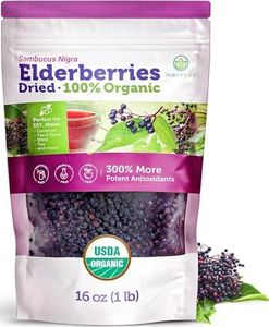 Certified USDA - 100% Organic Dried Elderberries - 1lb Bulk - Non-Irradiated, Non-Gmo, Whole Black Elderberry Immune Support For Making Elder Syrup, Gummies, Tea - Raw Vegan Sambucus 1 Pound