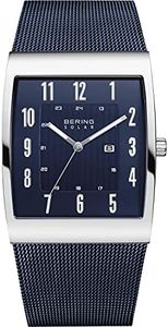BERING Hombre Análoga Solar Reloj de pulsera de colección con Acero Inoxidable Pulsera de Cristal de Zafiro, Azul/Plata