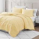 King Size Comforter Set - Goose Down Alternative – Washed Ultra-Soft - Premium All Season Warmth Bedding Set (King, Vanilla)