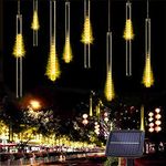 Solar Meteor Shower Lights, KEEDA 30cm 10 Tubes 360LED Raindrop Lights Waterproof Decorative Icicle String Lights for Outdoor Garden Party Wedding Christmas Tree Decoration (Warm White)