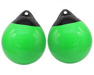 X-Haibei Pair of Boat Fenders Ball Round Anchor Buoy, Dock Bumper Ball Inflatable Vinyl Shield Protection Marine Mooring Buoys (GREEN, A25(D9.8* H12.2INCH))