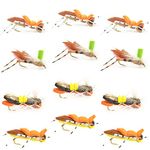 The Fly Fishing Place Chernobyl Ant and Foam Hopper Fly Fishing Flies Assortment - 12 Flies - 3 Each of 4 Trout and Bass Flies