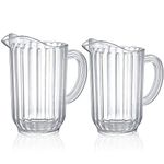 Cedilis Set of 2 Plastic Pitcher, Clear Beer Pitcher with Spout, 64 and 47 Ounce Durable Restaurant Pitcher, Water Carafe Jug for Parties, Beverage Pitcher for Soda, Lemonade, Juice, or Sangria