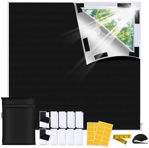 Bemece Portable 100% Blackout Blind, No Drill Blinds Blackout for Windows Fits Any Size Shape, for Bedroom, Nursery, Loft, RV, with Strong adhesive and Velcro-250 * 145