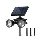 DYLECT Luxe Solar Light Outdoor Dual Head LED Spotlight, 200lm, Cool White, Ground & Wall Mounted, IP65 Waterproof, Solar Panel, 2200mAh Battery, 6-10H Runtime, Motion Sensor