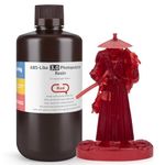 ELEGOO Upgraded ABS-Like Resin 3.0, 405nm UV-Curing 3D Printer Resin with Higher Precision and lower Shrinkage, Enhanced Strength and Toughness Photopolymer Resin for LCD Printer Clear Red 1KG