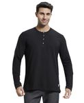 Jockey Men's Super Combed Cotton Rich Solid Full Sleeve Henley T-Shirt_Style_US87_Black_L