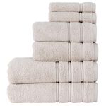 Christy Antalya Large Bath Towels | Set of 6 | 100% Turkish Cotton | 600GSM | Soft Plush Luxury Towel Set | 2 Bath Towels 2 Hand Towels 2 Face Cloths | Quick Dry | Pumice Beige