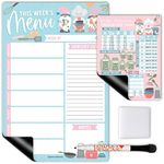 Gnome Magnetic Weekly Meal Planner Dry Erase Board for Refrigerator - Magnetic Meal Planner for Refrigerator Dry Erase, Weekly Dinner Menu Board for Kitchen Conversion Chart Magnet, Grocery List…