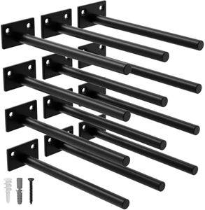 LEOPO 12 Pack-8 inch Floating Shelf Bracket, Hidden Brackets for Wood Shelf, Black
