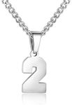 Number Necklace for Boy Silver Athl