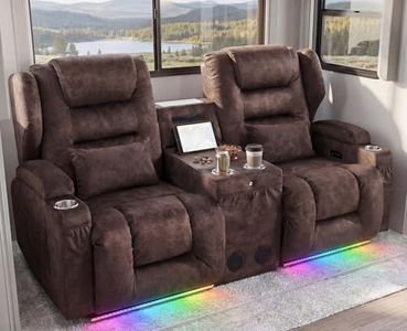 RV Loveseat Recliner Wall Hugger, Power Reclining Loveseat with Console, Lift-Up Table, USB, Outlet, 5 Pockets, Cup Holder, LED Light, RV Couch Sleeper Sofa RV Furniture for Travel Trailers Camper