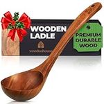 Wooden Ladle for Cooking, Soup Spoon Ladle – Teak Wooden Serving Spoon, 12.4″ Handle, Medium Scoop Size 2 oz – Eco Friendly, Natural and Sustainable