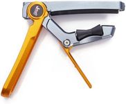 2025 Upgrade Rolling Guitar Capo, Aluminum Alloy - CNC Metal Carving Capo for Acoustic and Electric Guitars, Unique Folding and Hiding Design, Silky Smooth Movement, Precise Tuning. (YELLOW)