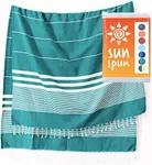 SUNSPUN LINENS Turkish Beach Towel, 39x63in Extra Large Quick Dry Towel Cotton Oversized Turkish Towel and Blanket for Adults Travel Turkish Bath Towels (Green)