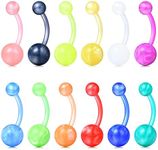 D.Bella 14G Belly Button Rings Bioflex Solid Acrylic Belly Button Ring Belly Rings Colorful Navel Rings Piercing 10mm 3/8 Inch Belly Piercing for Women