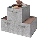 GRANNY SAYS Extra Large Storage Bins, Pack of 3 Closet Storage Baskets for Shelves, Storage Fabric Bin, Clothes Storage Bins with Handle, Foldable Storage Boxes for Wardrobe Organizing Clothes, Grey