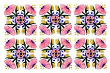 Shiv Kripa Blue Pottery Home Decor Moroccan Pottery Ceramic Handmade Wall Tiles 6 x 6 Inch Set of 6 Tiles (White & Pink)