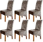 Dining Chairs Cover Pack of 6 - High Stretch Crushed Velvet XL Size High Back Dining Chair Slipcovers Chair Protector Seat Cover for Dining Room Living Room Wedding Hotel Banquet Party Home Decor