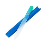 Bona Fide Beauty Czech Glass Nail File with Case, Aqua Crystal Nail File for Natural Nails