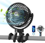 Portable Fan, Stroller Fan 60Hrs 12000mAh Battery Operated Fans USB Rechargeable Small Fan for Bedroom, Desk, Personal Handheld, Clip on Fans for Baby Stroller, Travel, Car Seat, Peloton, Bed, Camping