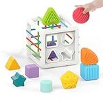 Baby Toys 3-6-12-18 Months Toddler,10 Pcs Montessori Toys for 1 Year Old Baby Sensory Travel Toys, Colorful Cube Baby Learning Sorter Toy Christmas Birthday Gifts for Boys and Girls for 1-3