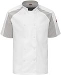 Red Kap Men's Airflow Raglan Chef Coat with Oilblok, White with White/Gray Mesh, Large