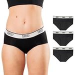 Bambody Absorbent Hipster: Sporty Period Panties | Protective Active Wear Underwear, 3 Pack: Black, 6