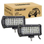 RIGIDON Led Work Light Bar 2Pcs 7 inch 120W, 9D Quad Row Spot Beam 12V 24V for Car Off road Truck SUV UTE ATV 4x4 Tractors Excavator, Waterproof Driving Work Lamp, 6000K White Spotlights