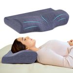 CareFoam Memory Foam Cervical Neck Pillow | 2 Years Warranty | Pain Relief Sleep, Improves Posture, Spinal Alignment, Neck Pain Relief | 19 x 12 x 4 Inch | Blue Melange | Pack of 1