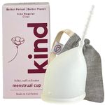 Kind Cup | Menstrual Cups | Period Cup | Easy to use | Comfortable | Soft | Long Stem | Curved | Ergonomic | High Cervix | Low Cervix | Eco Friendly Products | for Beginners | USA (Regular) (Clear)