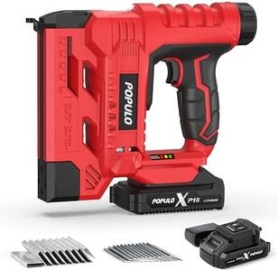 POPULO 20V Nail Gun Battery Powered, 18 Gauge 2 In 1 Cordless Brad Nailer Stapler for Carpentry and Upholstery, Electric Staple Gun Includes a 2.0Ah Battery, Charger, 1600 Pcs Staples and Nails