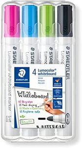 STAEDTLER 351 WP4-1 Lumocolor Whiteboard Marker. Estuche exclusivo box con 4 marcadores para pizarra blanca, colores surtidos
