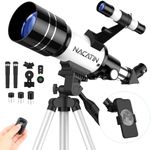 Telescope for Kids, NACATIN 70mm Aperture Childs Telescope Refractor Astronomical Adjustable Tripod Telescope for Kids Adults Beginners, with Smartphone Adapter and Wireless Remote (White)