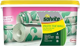 Solvite Paste the Wall, Ready to Roll, Wallcoverings Adhesive, Extra Strong, Non-drip Formula, Hangs up to 3 Rolls, Rolls on Pink, Dries Clear, Guaranteed No Staining, 2.5kg