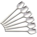 PDCTACST 6 Pcs Sporks, 304 Stainless Steel Salad Spork, 7.9-Inch Long Handle and Heavy Duty Buffet Forks, Fruit Dessert Fried Rice Pasta Forks for Home Use and Outdoor Camping