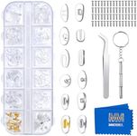 Eyeglass Nose Pads – Screw-in Eyeglasses Nose Pads – Soft Silicone Nose Pads Replacement Repair Tool Kit with Screws, Small Screwdriver, Tweezer, Cloth for Eyeglasses, Sunglasses -Parent (60)