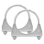 BATONECO 3'' inch U-Bolt Muffler Clamps Exhaust U Clamps Saddle Style Heavy Duty Mild Steel(2-Pack)